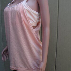 Athleta pink strappy crisscross workout/yoga bra top flowy tank, size Medium.